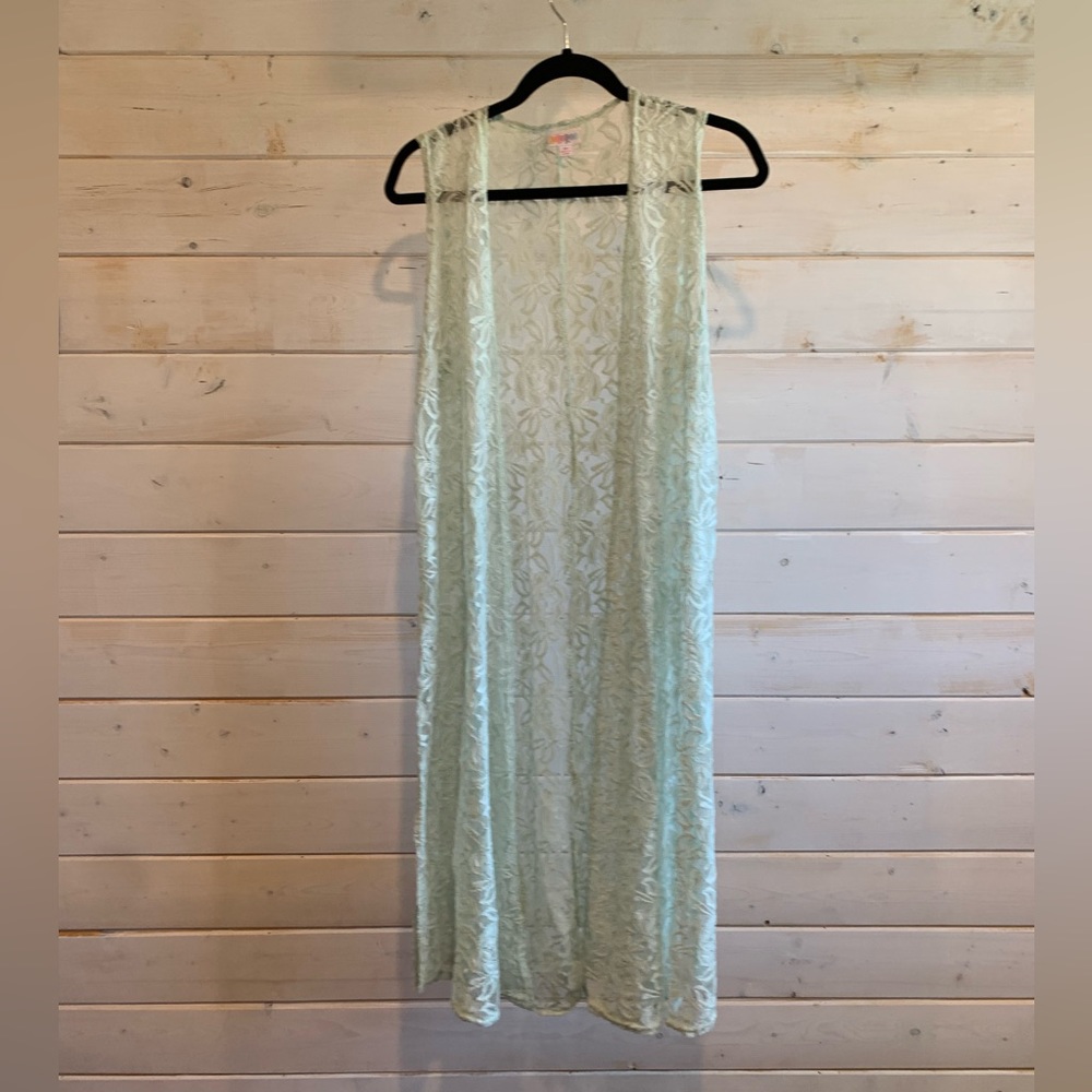 Lula Roe | Light Mint Coloured Lace Sleeveless Duster